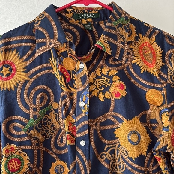Lauren Ralph Lauren Equestrian Crest Logo Button Down Shirt L - Picture 2 of 10